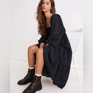 NWT Madewell 'Lucie' Cutout-Back Midi Dress in NAVY BLUE (S)